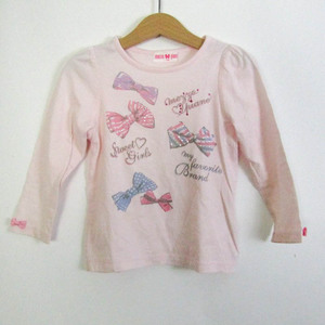 メゾピアノ 長袖Ｔシャツ トップス リボン ラメ ビジュー キッズ 女の子用 110サイズ ピンク Mezzo Piano