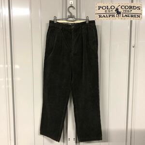 ポロ　ラルフローレン　ポロチノ　コーデュロイ　太畝　ブラック　90s 古着　黒　polo Ralph Lauren ヴィンテージ パンツ　 スラックス　