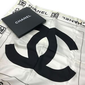 t7 正規品 CHANEL シャネル ココマーク シルク スカーフ ロゴ 大判スカーフ 絹100% 正規品 箱付き レディース ヴィンテージ