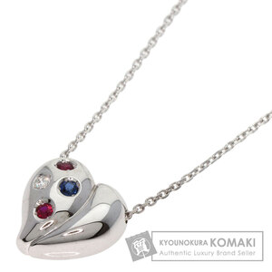 MIKIMOTO ミキモト ルビー サファイア ダイヤモンド ネックレス K18ホワイトゴールド レディース 中古