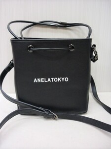 ANELATOKYO アネラトーキョー ロゴ トートバッグ 黒 2WAY ハンドバッグ スクエア ●⑤ a