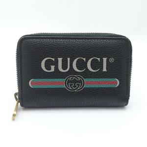 ◆◆ GUCCI グッチ ロゴプリント　コインケース　カードケース 496319 493075 ブラック やや傷や汚れあり