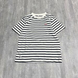 Tシャツ 半袖 チャムス chums ボーダー バックロゴ 刺繍ロゴ M コットン 綿