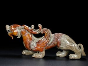 永し 清時代 和田玉 古玉 瑞獸 極細工 彫件 置物擺件 古美術品 時代物 古董品 収集 旧家蔵出 中国唐物 A243