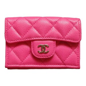 新品 CHANEL シャネル 財布 キャビア 三つ折りサイフ ピンク マトラッセ ミニ財布 小銭入れ レディース レザー ミニさいふ