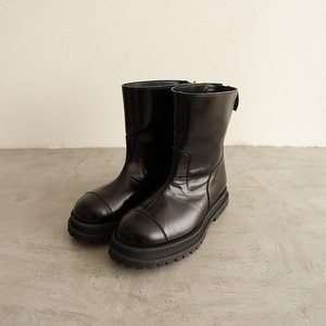 【美品】タオ コムデギャルソン TAO COMME des GARCONS *ステアガラスハーフブーツ 22.5/23.5*レザー黒1224(sh10-2412-8)【72L42】