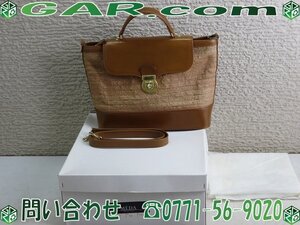 LZ80 MEDA/メダ 2WAYバッグ 鞄/カバン/かばん ハンドバッグ ショルダー レザー 茶/ブラウン 革 箱付き