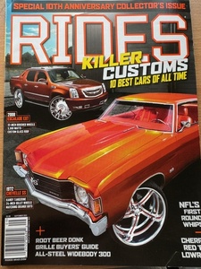 洋書『 RIDES 』　2013年9月号　カスタムカー雑誌　　アメ車、DUB、セレブレティ、ラグジュアリー、DONK、LOWRIDER　　中古