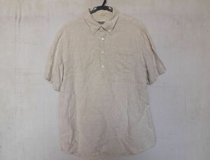 GAP/ギャップ/半袖シャツ/プルオーバー/LINEN/麻素材/ナチュラル/ボタンダウン/かぶりタイプ/裾ラウンドカット/ベージュ/Lサイズ(8/8R)