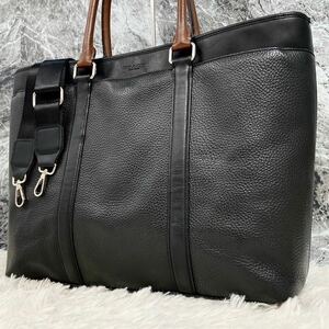 1円〜【美品 A4収納】コーチ COACH トートバッグ ベケット 本革 メンズ ビジネス 2way メトロポリタン ロゴ型押し 肩掛け ショルダー 黒 