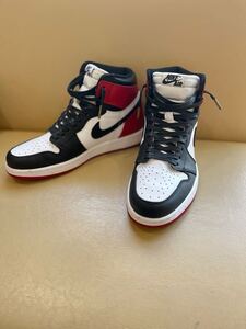 ナイキ AIR JORDAN1 RETRO HIGH OG BLACK TOE エアジョーダン1 レトロ ハイカットスニーカー ブラック/レッド つま黒 US9/27cm 555088-125