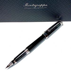 【mgf6】Montegrappa　モンテグラッパ　万年筆　ネロウーノ　ブラック　NeroUno　黒　カートリッジ、コンバーター両用式　18金