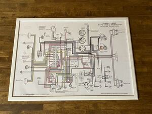 ポルシェ356◆配線図 ポスター◆ウッドフレーム付き 空冷ポルシェ PORSCHE 62.2×44.8cm