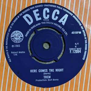 Them-Here Comes The Night/All For Myself★英Decca Orig.7"/マト1/Van Morrison