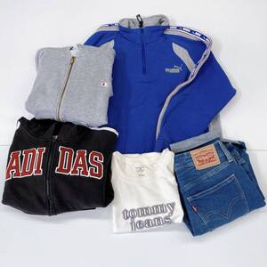 a04156 男の子 子供服 150サイズ まとめ売り Champion/adidas/GAP/BeBe/Tommy/PUMAなどキッズブランド含む 57点セット 大量 古着 USED