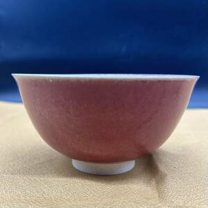 辰砂 赤 茶碗 抹茶碗 茶器 茶道具 陶器 ア5