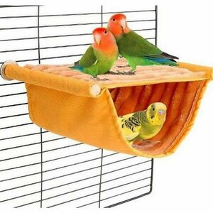 鳥小屋 小動物 家の巣 バードテント インコ 止まり木 鳥 おもちゃ インコ ハムスター デグーに適しています オレンジ Lサイズ