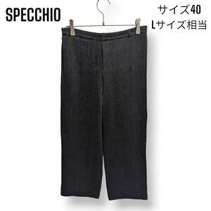 【美品】スペッチオ SPECCHIO プリーツ ワイド イージー パンツ ウエストゴム ワイド サルエル サイズ40 ブラック 黒 レディース