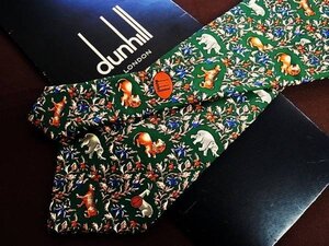 ♪3081D♪状態並品【ライオン 象 ぞう 動物 ｄロゴ 柄】ダンヒル【dunhill】ネクタイ