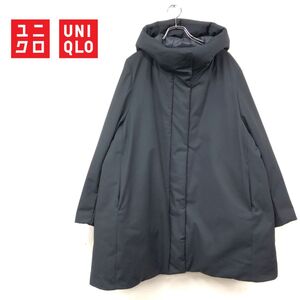 1D1998-J-N◆UNIQLO ユニクロ ハイブリッドダウンショートコート◆ブラック サイズXL レディース 秋冬アウター 防寒 ダウン90 フェザー10