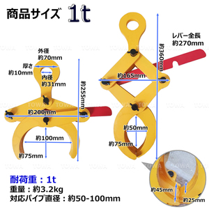 YGDQ-1T 1t パイプ吊り クランプ 単管パイプ用 1000kg 1T パレットクランプ 吊り具 吊具 吊クランプ リフティングクランプ パイプクランプ