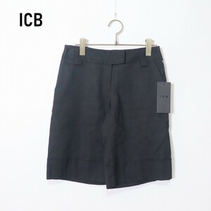 新品未使用タグ付き ICB アイシービー ショートパンツ ハーフパンツ 麻 リネン 黒 ブラック ２ YC109