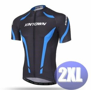 XINTOWN サイクリングウェア 半袖 2XLサイズ 自転車 ウェア サイクルジャージ 吸汗速乾防寒 新品 インポート品【n609-bl】