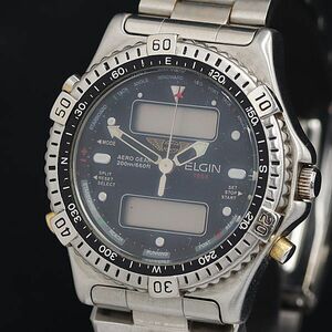 1円 エルジン エアフォース FK-930E QZ デジアナ 黒文字盤 メンズ腕時計 OGH 6967000 5PRY