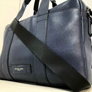 MICHAEL KORS ハンドバッグ ショルダー ビジネスバッグ 2way A4対応 オールレザー 本革 シボ革 メンズ ネイビー マイケルコース