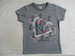 BB944【Disney】ミニーマウス　ロゴプリント　半袖　Ｔシャツ　女児　淡黒　130