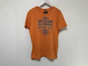 本物アルマーニジーンズARMANIJEANSコットンプリント半袖TシャツアメカジビジネススーツメンズMトルコ製オレンジ