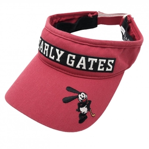 パーリーゲイツ×Disney サンバイザー レッド×黒 オズワルド FR ゴルフウェア PEARLY GATES