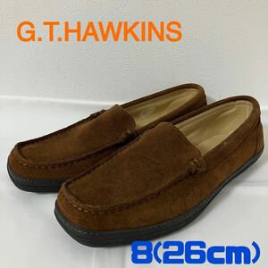 TA■ G.T.HAWKINS ジーティーホーキンス ドライビングシューズ 8(26cm) 茶 ブラウン メンズ スエード レザー 本革 ローファー スリッポン