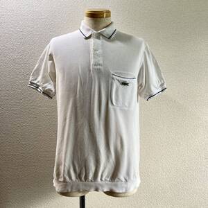 【レアデザイン】CHEMISE LACOSTE シュミーズラコステ 半袖ポロシャツ 3/M 白 ホワイト フレンチラコステ フレラコ 古着 刺繍 カノコ 鹿子