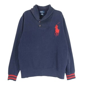 POLO RALPH LAUREN ポロ・ラルフローレン ショールカラー スウェット トレーナー ネイビー系 L【中古】