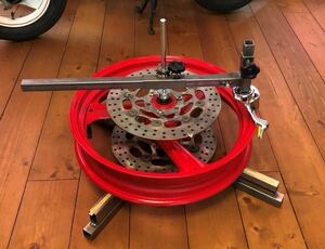 249 1円スタート【バイク用】17inch 回転軸にS45CD(ミガキ材)直径12Φmm使用　センターカラーとテーパーコーン使用 手動式タイヤチェンジー