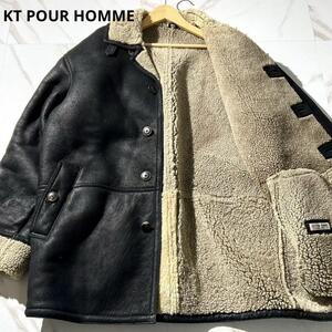 定価30万!!【極美品】KT POUR HOMME 肉厚 リアル ムートンコート★ XL相当 フライトジャケット 羊革 ラムレザー 本革 ★メンズ　ブラック