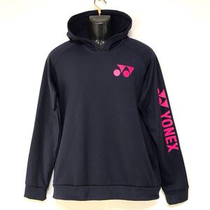 美品☆YONEX/ヨネックス☆スウェット/パーカー☆裏起毛/ストレッチ/ジャケット/ジャージ/紺×ピンク/大きめサイズ/O