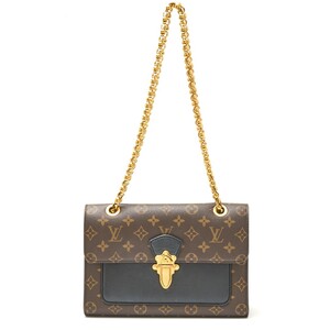 LOUIS VUITTON ルイヴィトン ヴィクトワール M41730 チェーンショルダーバッグ モノグラム×カーフスキンレザー ブラウン×ブラック