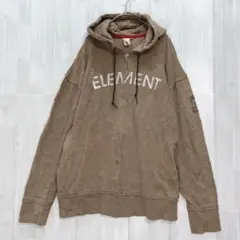 element しわ加工フルジップパーカー　茶　L エレメント