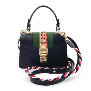 グッチ GUCCI ハンドバッグ ショルダーバッグ 470270 シルビィ シェリーライン 2WAY レザー ブラック