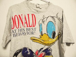 ●９０ｓ　ディズニー　ドナルドダック　ビックプリントTシャツ　サイズM●