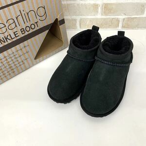 未使用■KS Shearling キッズ ムートンブーツ 18cm ブラック 黒 US:12 ショートブーツ 防寒