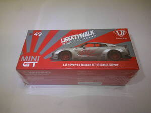 TSM MINIGT 1/64 LB WORKS NISSAN GT-R R35 SATIN SILVER TYPE1 REAR WING VER2 LHD MGT00049-L リバティウォーク GTR GT 49