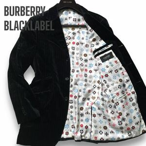 極美品!!【魅惑の極上ベロア】 バーバリーブラックレーベル モノグラム ストライプ テーラードジャケット BURBERRY BLACKLABEL メンズ 黒 M