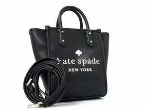 1円 ■美品■ kate spade ケイトスペード K7295 レザー 2WAY クロスボディ トートバッグ ショルダー 斜め掛け ブラック系 AY5829