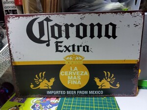 コロナビール★ダークトーンver★レトロブリキ看板★ヴィンテージメタルサインボード★アメリカン海外雑貨★ガレージや自室に★