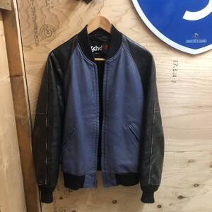 USA製 Schott レザージャケット チームジャケット ２トーン （パープル/ブラック）ショット size 40 