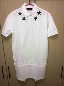 正規 14SS GIVENCHY ジバンシー ジバンシィ スター 星 プリント レイヤード 鹿の子 ポロシャツ 白 S 14S7106705