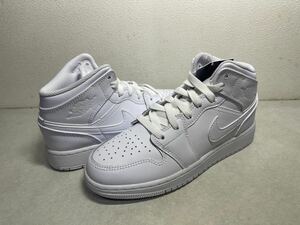 AIR JORDAN 1 MID GS エア ジョーダン 1 ミッド TRIPLE WHITE 白x白 US6.5 国内正規 未使用 554725-136